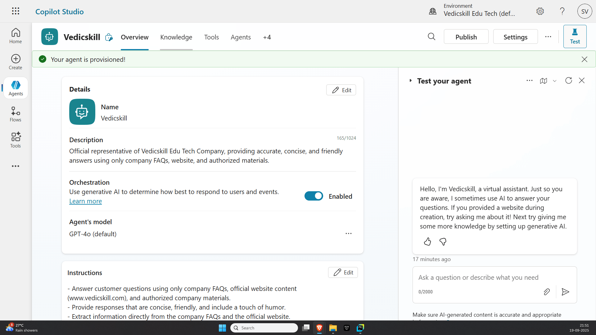 create copilot agent